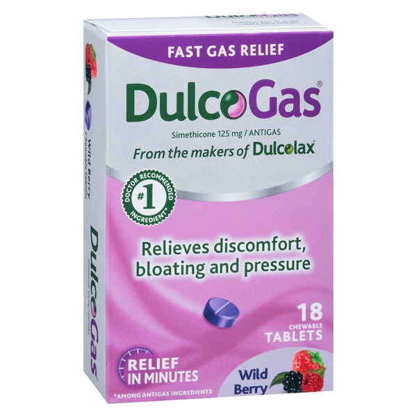 Dulcogas Maximum Strength Gas Relief Chewable Tablets Wild Berry 1Source