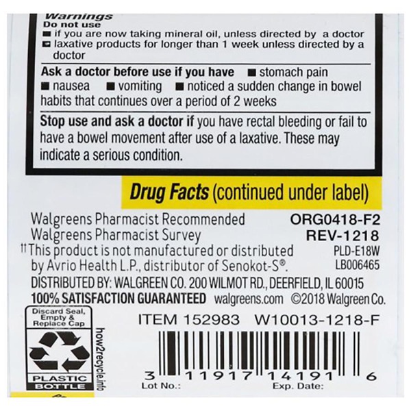 Walgreens SennaS Stool Softener With Laxative Tablets 1Source