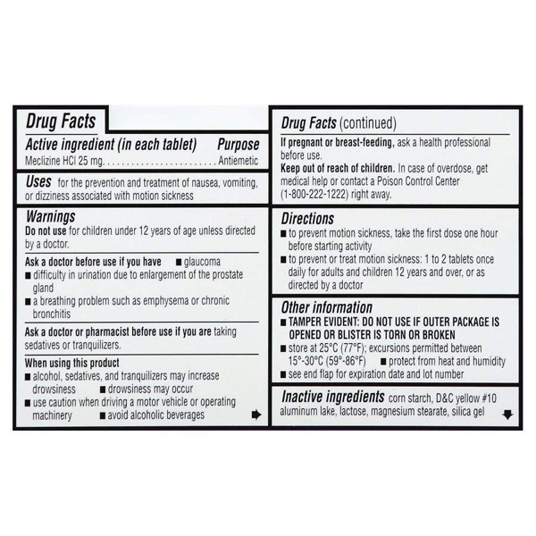 Walgreens WalDram II Antiemetic Travel Sickness Tablets 1Source