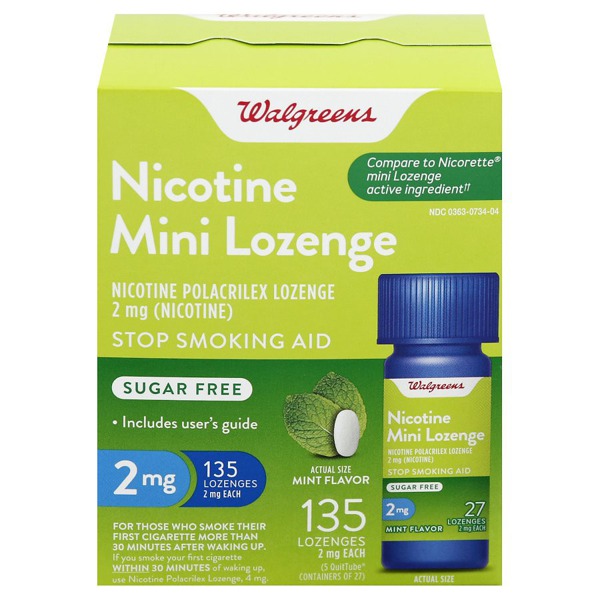 Walgreens Nicotine 2MG Mint MiniLozenges 1Source
