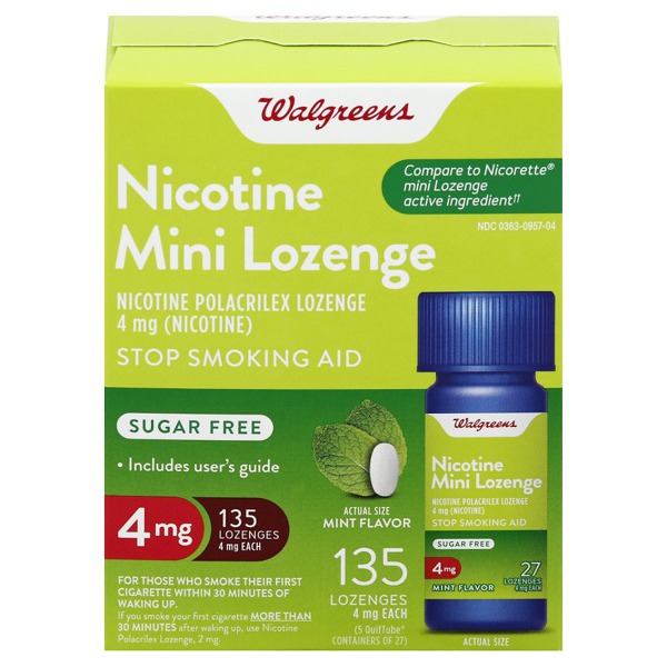 Walgreens Nicotine 4MG Mint MiniLozenges 1Source