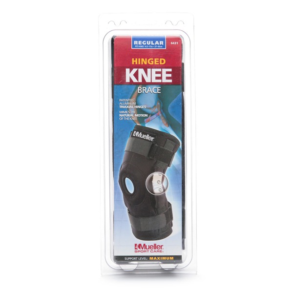 Mueller Sport Care Hinged Knee Brace Regular, Model 6431 One Size Black