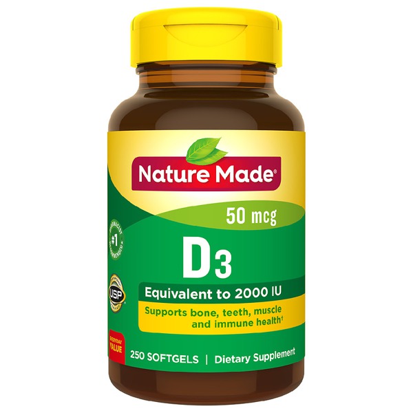 Nature Made Vitamin D 50 Mcg (2000 IU) Softgels, Value Size 1Source