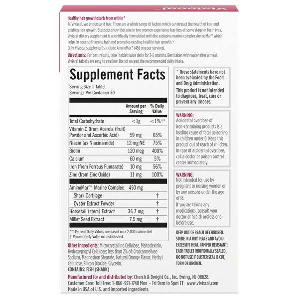 Viviscal Clinically Proven Hair Growth Dietary Supplements 1Source