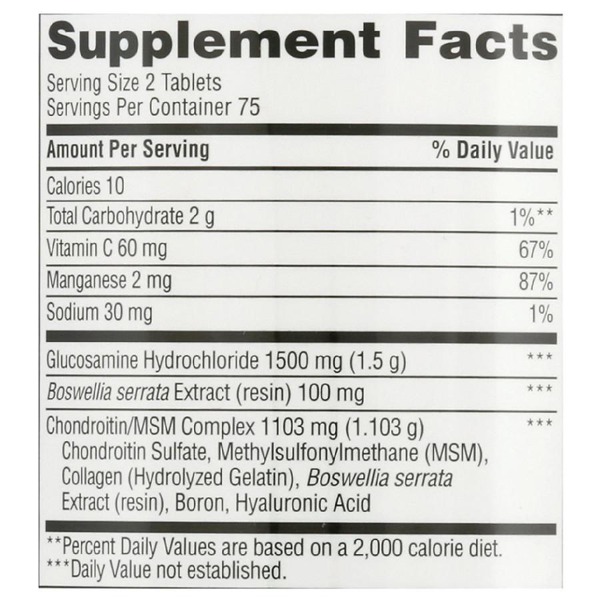 Walgreens Glucosamine Chondroitin Triple Strength + MSM 1Source