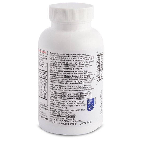 Walgreens Krill Oil Omega3 Softgels 1Source