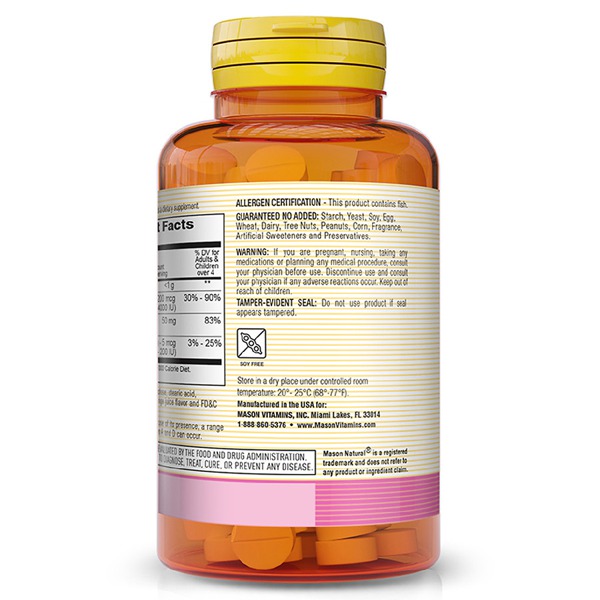 Mason Natural Cod Liver Oil With Vitamins A, C And D Chewable Tablets