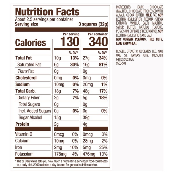 Russell Stover Sugar Free Truffle Dark Chocolate 1Source