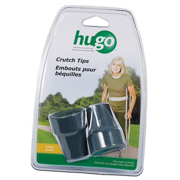 Hugo Rubber Contoured Crutch Tips, Pair, Large Gray 1Source