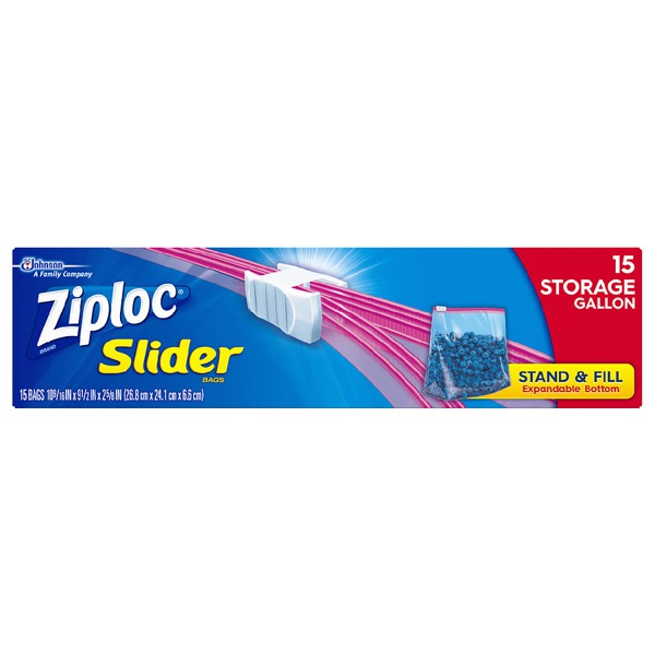 Ziploc Easy Zipper Storage Bags, Gallon Size 1Source