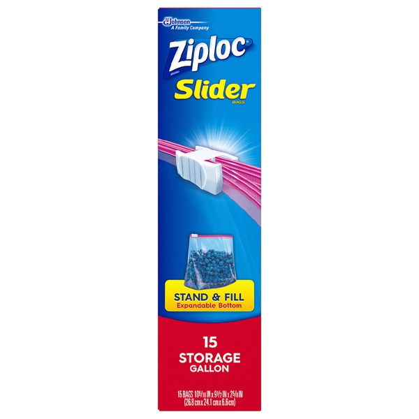 Ziploc Easy Zipper Storage Bags, Gallon Size 1Source