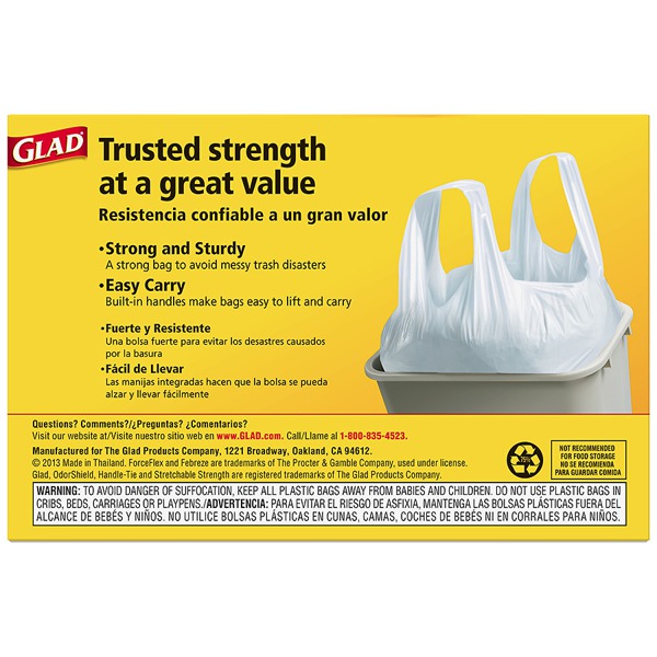 Glad Tall Kitchen HandleTie Trash Bags 13 Gallon White 1Source