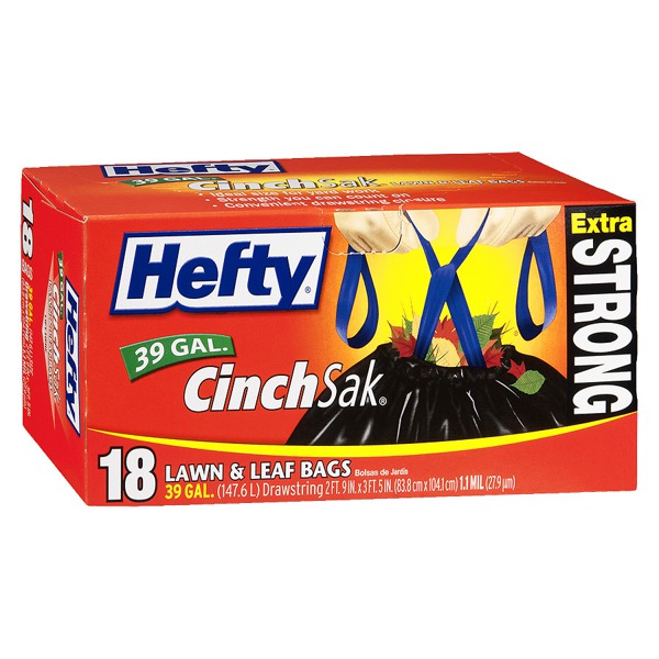 Hefty Cinch Sak Lawn & Leaf Bags, Value Pack 39 Gallon 1Source