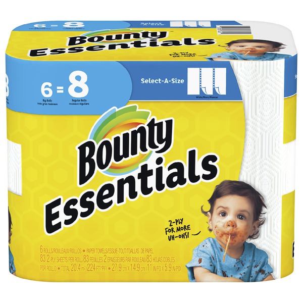 Bounty Essentials SelectASize Paper Towels Big Rolls White 1Source