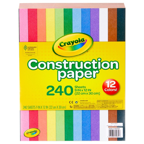 Crayola Construction Paper, Arts And Crafts, School Supplies Assorted Colors 1Source