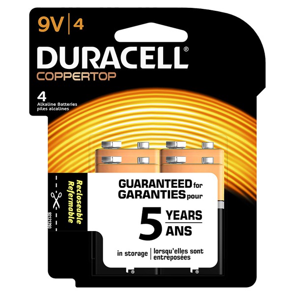 Duracell Coppertop Alkaline Batteries 9V 1Source