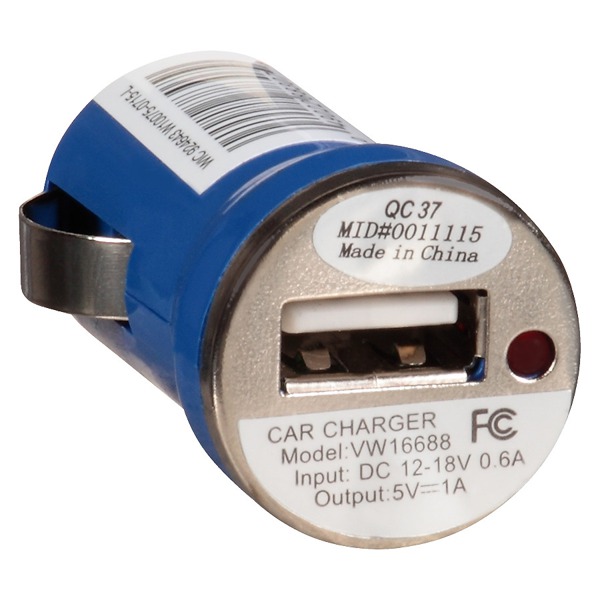 Infinitive Single USB Car Charger Blue 1Source