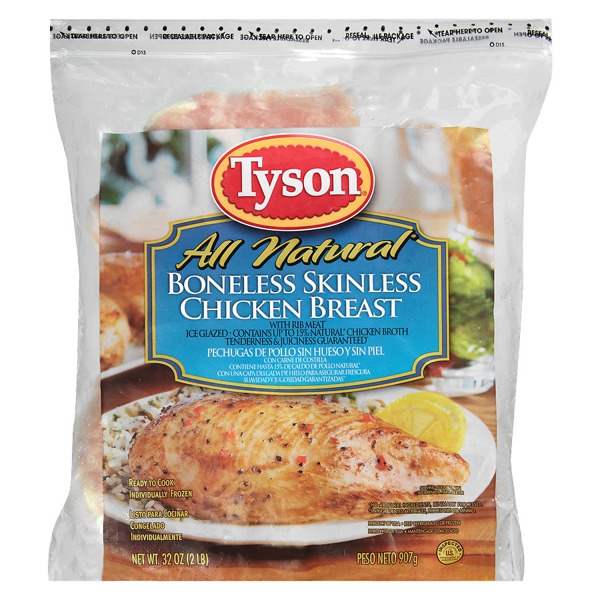 Tyson Individually Frozen Raw Boneless Skinless Chicken Breasts 1Source
