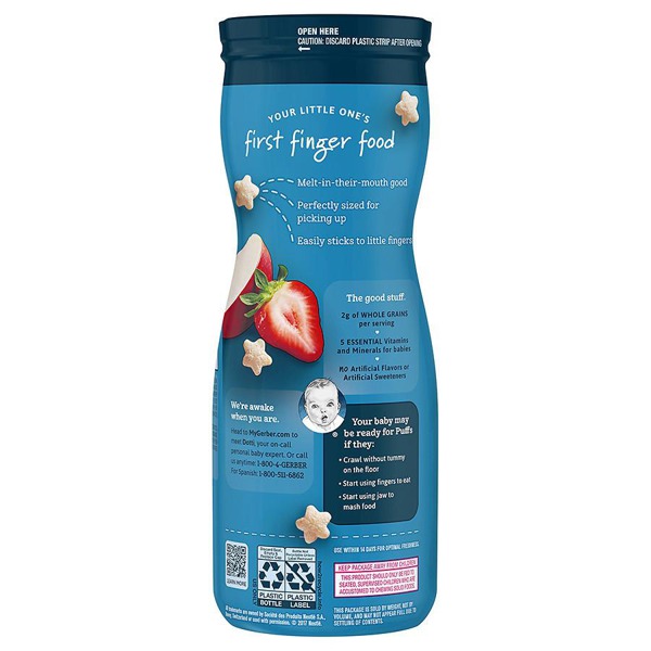 gerber graduates puffs cereal snack strawberry apple