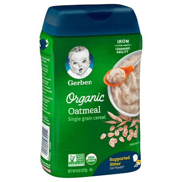 Gerber Organic Oatmeal Whole Grain Cereal 1Source