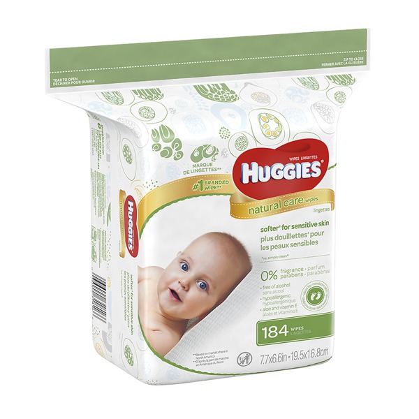 Huggies Natural Care Baby Wipes, Refill Pack, FragranceFree, Alcohol