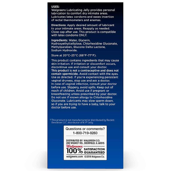 Walgreens Lubricating Jelly, WaterBased Personal Lubricant 1Source