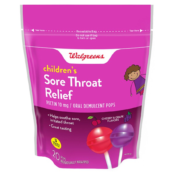 Walgreens Children'S Sore Throat Relief Pops Cherry & Grape 1Source