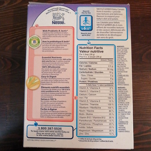 gerber oat and prune cereal