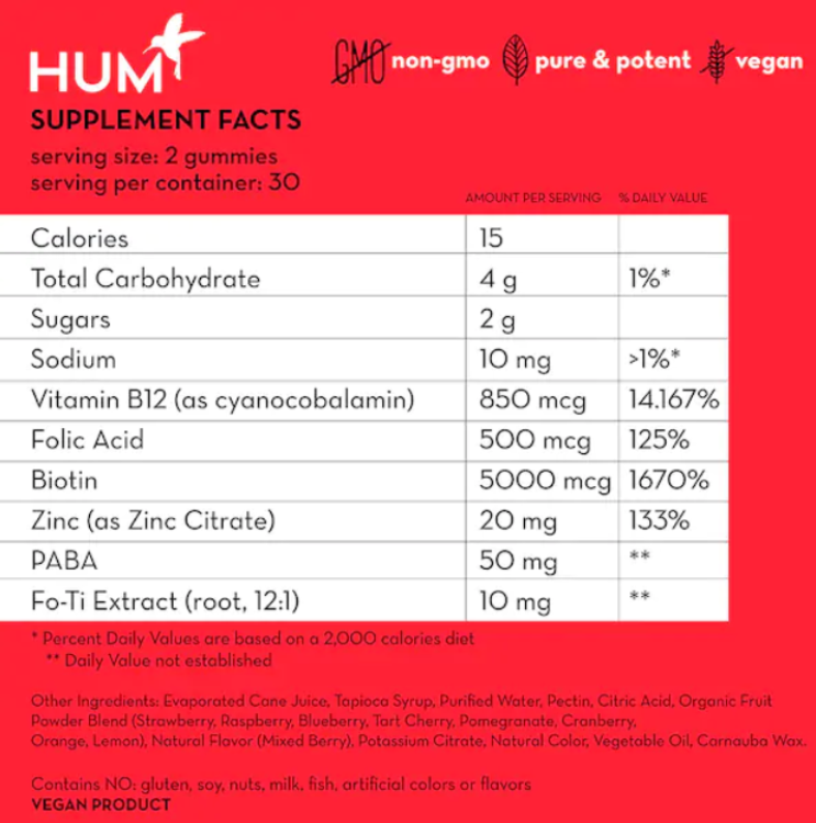 HUM Nutrition Hair Sweet Hair Growth Vegan Gummies 1Source