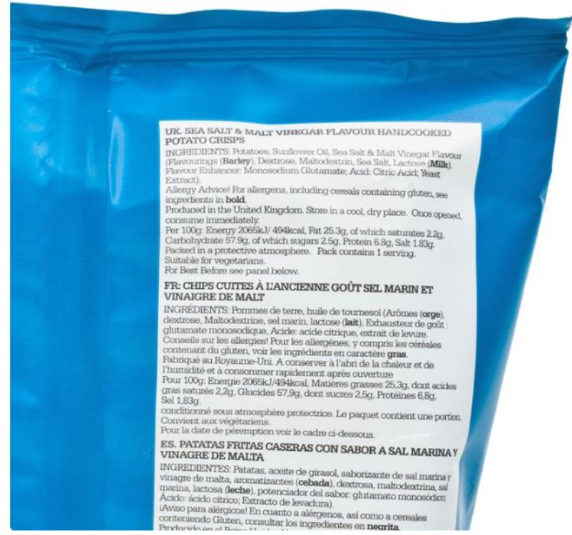 REAL HAND COOKED CRISPS SEA SALT AND MALT VINEGAR POTATO CHIPS REAL HAND COOKED CRISPS 薯片 麥醋海鹽味