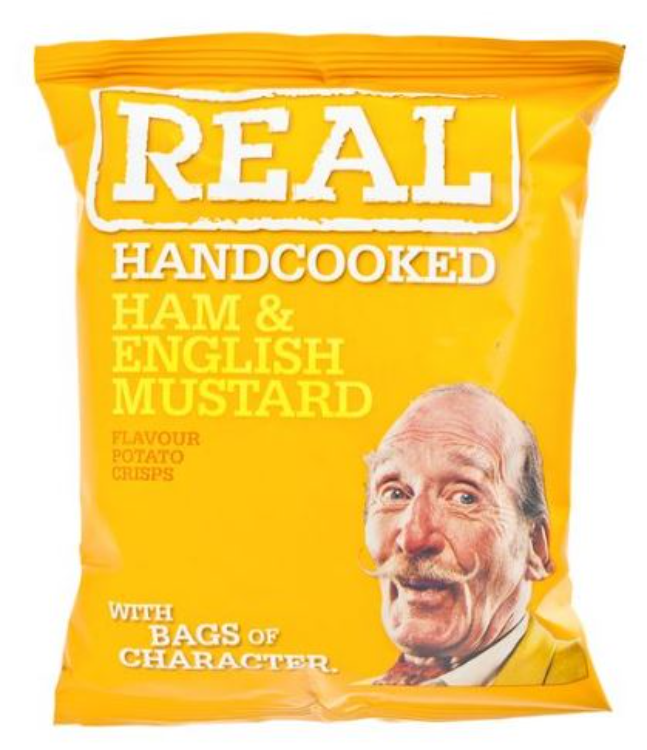 REAL HAND COOKED CRISPS HAM AND ENGLISH MUSTARD POTATO CHIPS REAL HAND