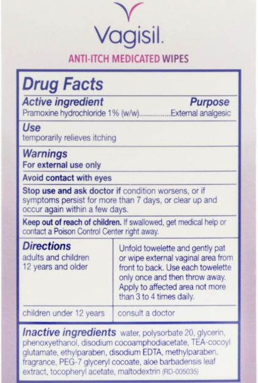 Vagisil Anti Itch Medicated Wipes Instant Relief From Intense Itch