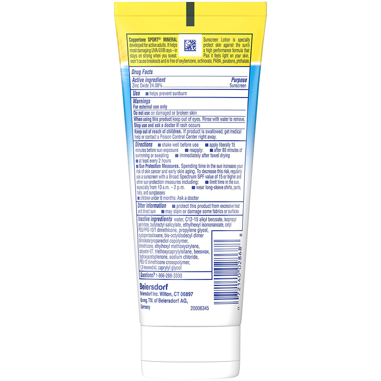 Coppertone Sunscreen Lotion Sport Mineral Face Spf 50 Oil Free Won'T