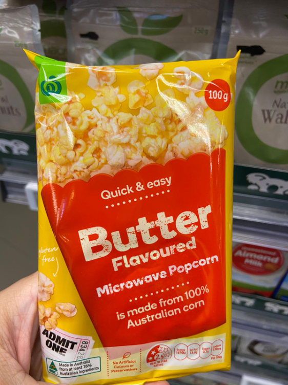 Woolworths Butter Flavoured Microwave Popcorn 1Source