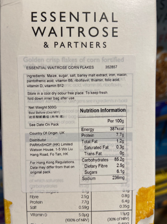 Essential Waitrose & Partners Corn Flakes 1Source