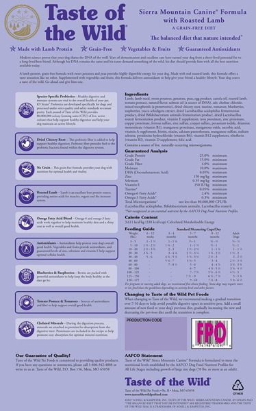 taste of the wild sierra mountain ingredients