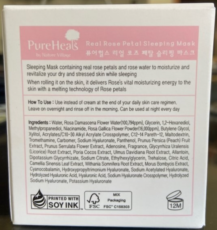 Pureheals By Nature Village Real Rose Petal Sleeping Mask 1Source