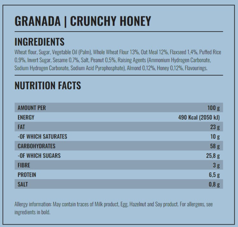 Granada Whole Grain Cookies Crunchy Honey 1Source