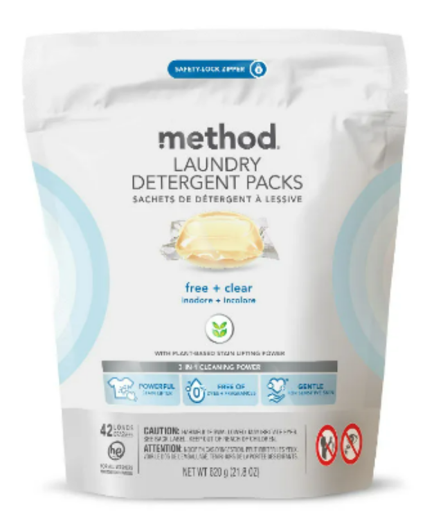 Method Laundry Detergent Packs Free + Clear . 1Source