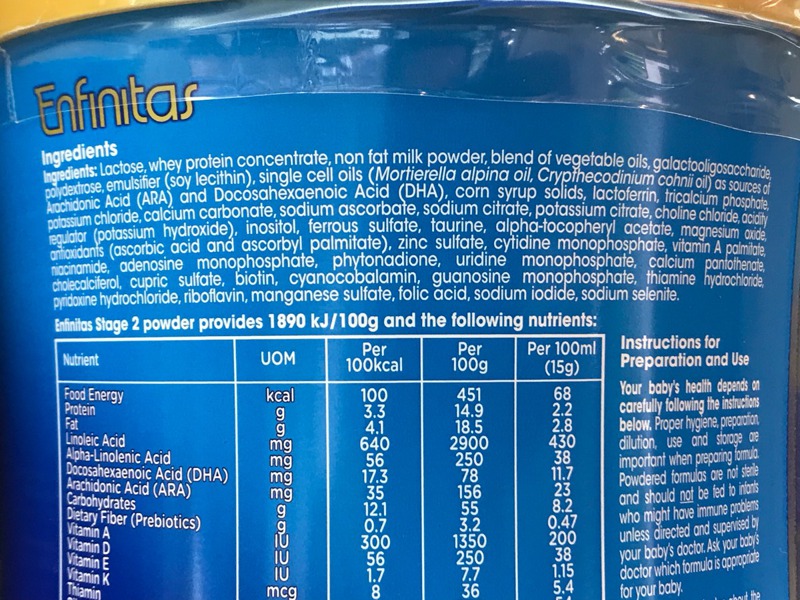 Mead Johnson Enfinitas Stage 2 FollowOn Formula 1Source