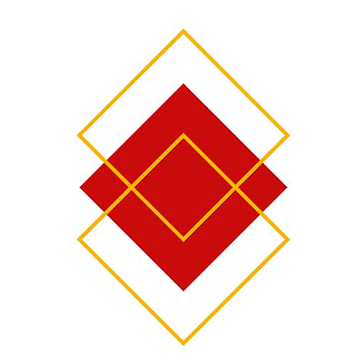 Relvera logo with yellow diamonds over red diamond