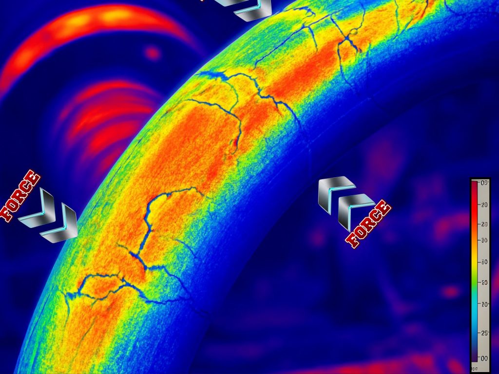 This is a thermal image of shaft bowing and thermal cracking. 