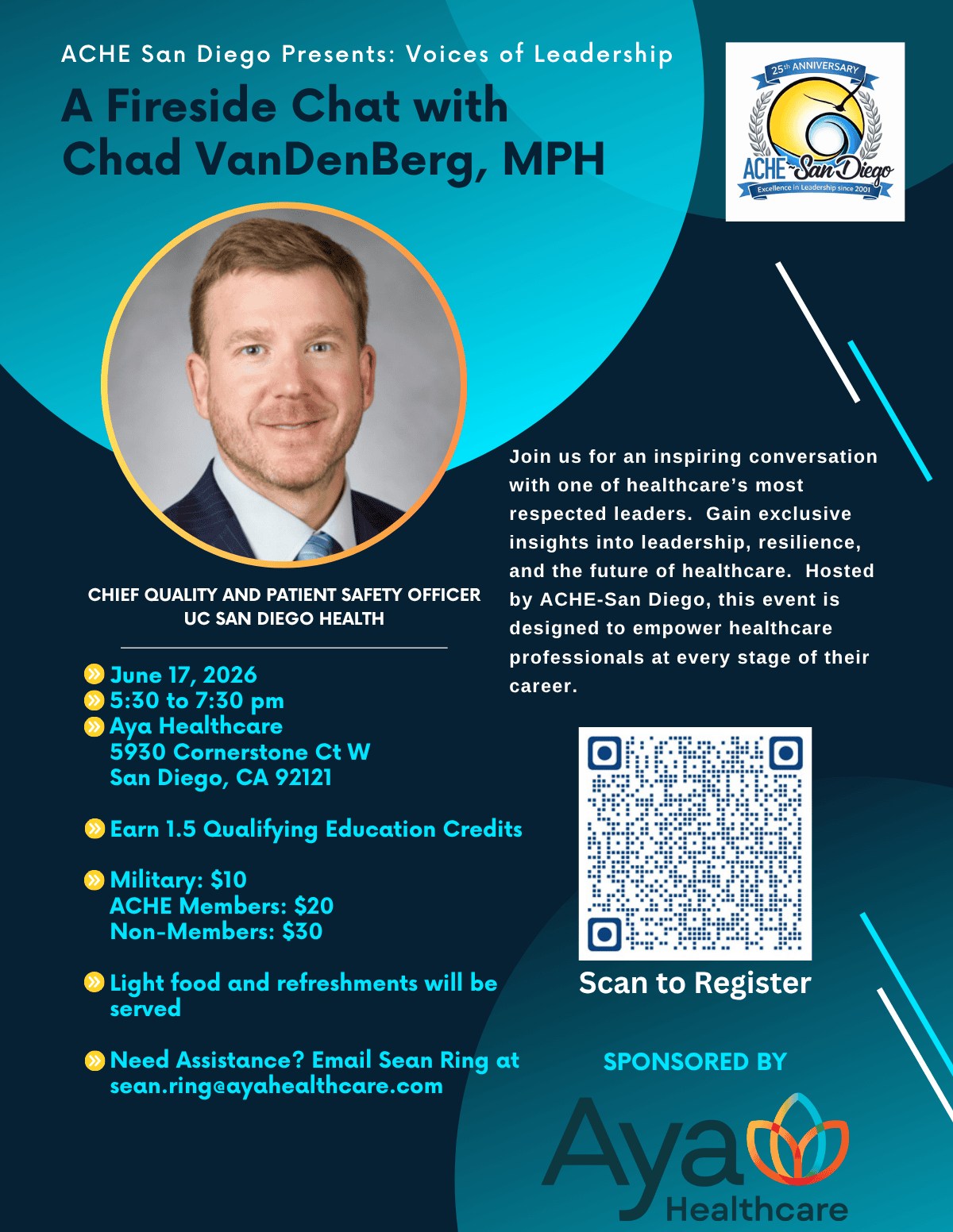 ACHE-San Diego Events: A Fireside Chat with Chad VanDenBerg, MPH