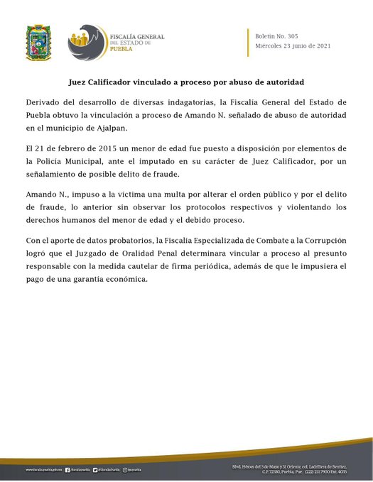 Juez Calificador vinculado a proceso por abuso de autoridad.