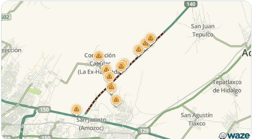 Se registra tráfico intenso en autopista Puebla-Amozoc.