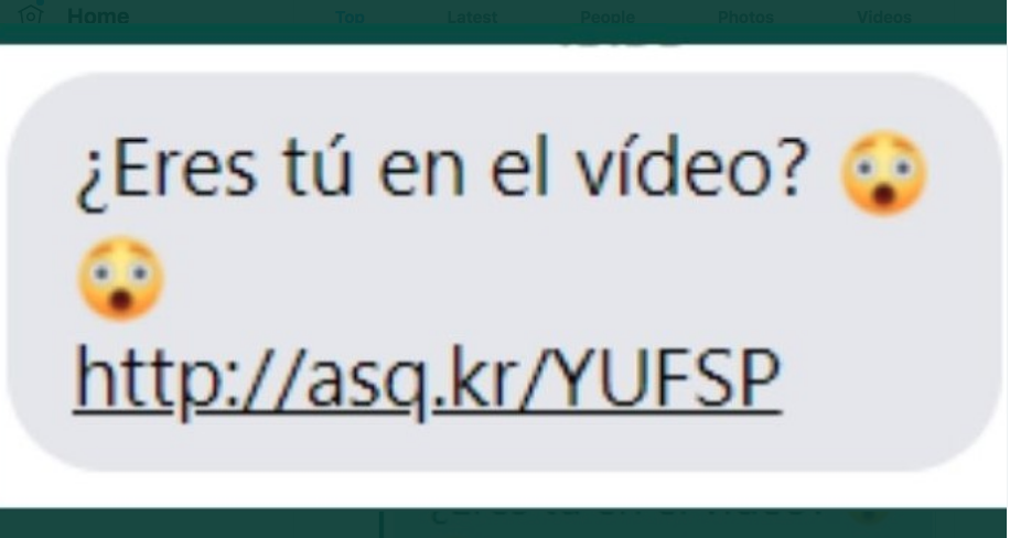 Si recibes un link en el que se indica que apareces en una foto y video, al abrirlo puedes ser víctima del #robo de tus datos.