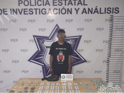 Detiene Policía Estatal a hombre con más de 200 pastillas psicotrópicas