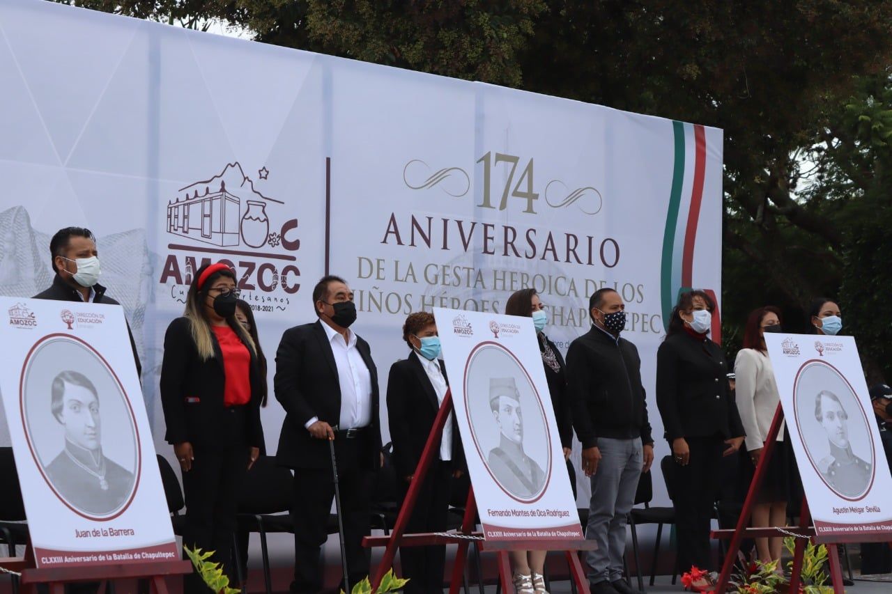 Conmemoran el 174 aniversario de la Gesta Heroica de los Niños Héroes de Chapultepec en Amozoc.