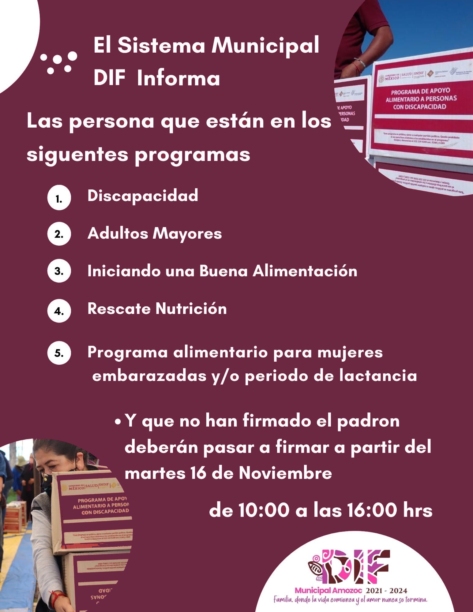 Convoca DIF Amozoc a beneficiarios de programas.