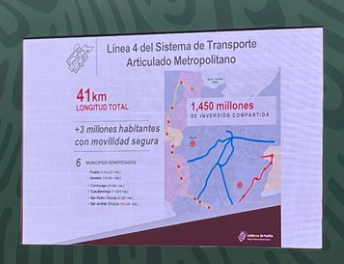 Anuncia Sergio Salomón construcción de línea 4 BRT: conectará Amozoc, Puebla, Coronango, Cuautlancingo y las Cholulas.